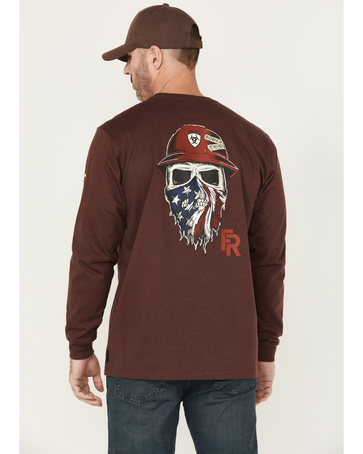 Image #1 - Ariat Men's FR Born For This Long Sleeve Work T-Shirt, Chocolate, hi-res