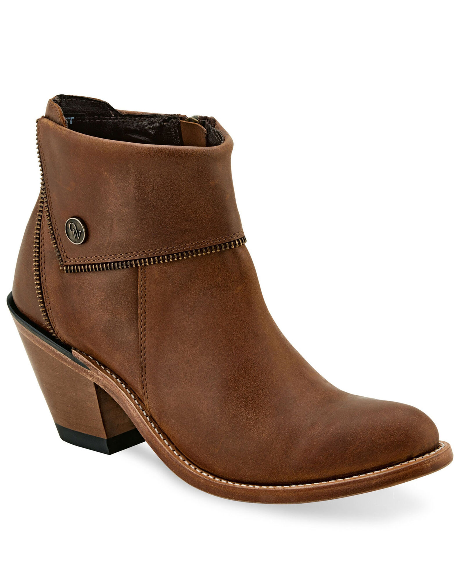 Old west zipper western ankle boots top
