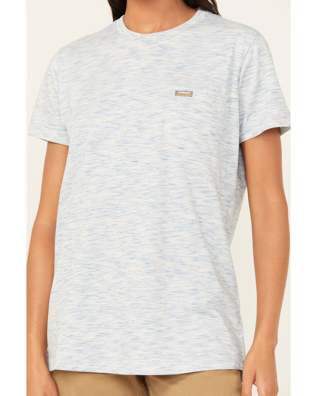 Image #3 - Ariat Women's Rebar Cotton Strong Short Sleeve Work Tee, Blue, hi-res