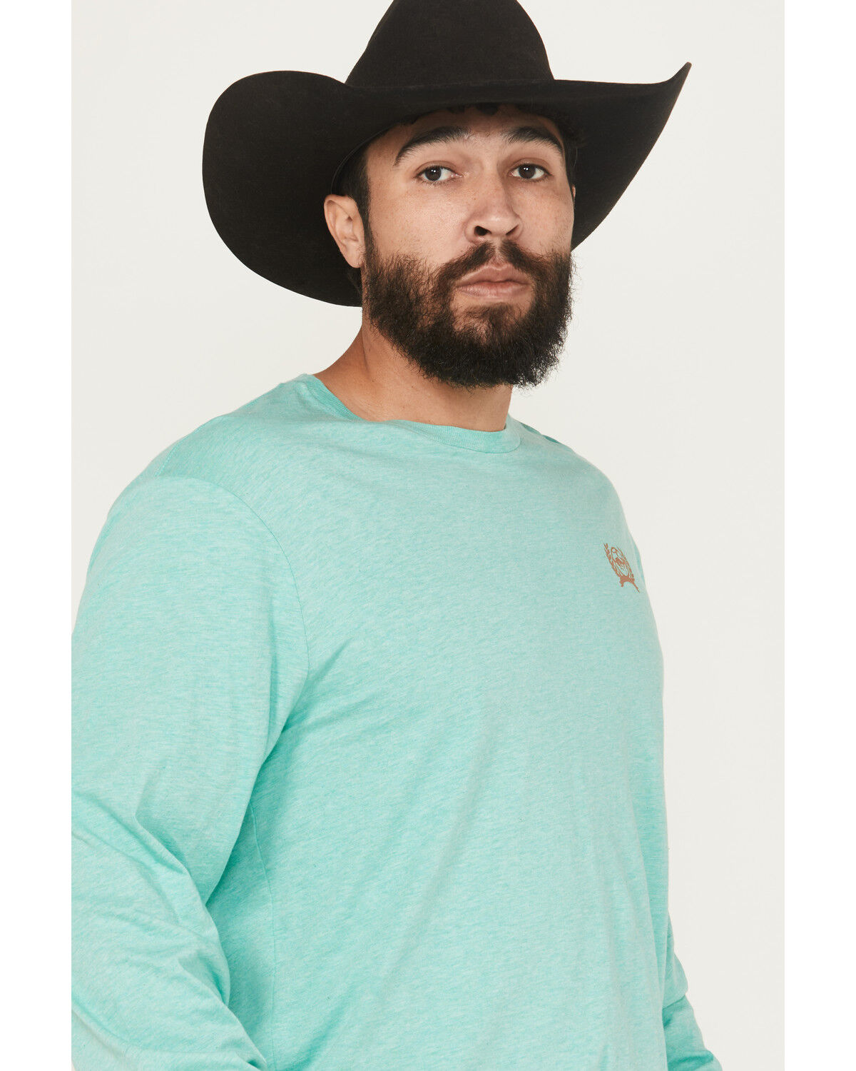 Image #3 - Cinch Men's Cowboy State of Mind Long Sleeve Graphic T-Shirt, Turquoise, hi-res