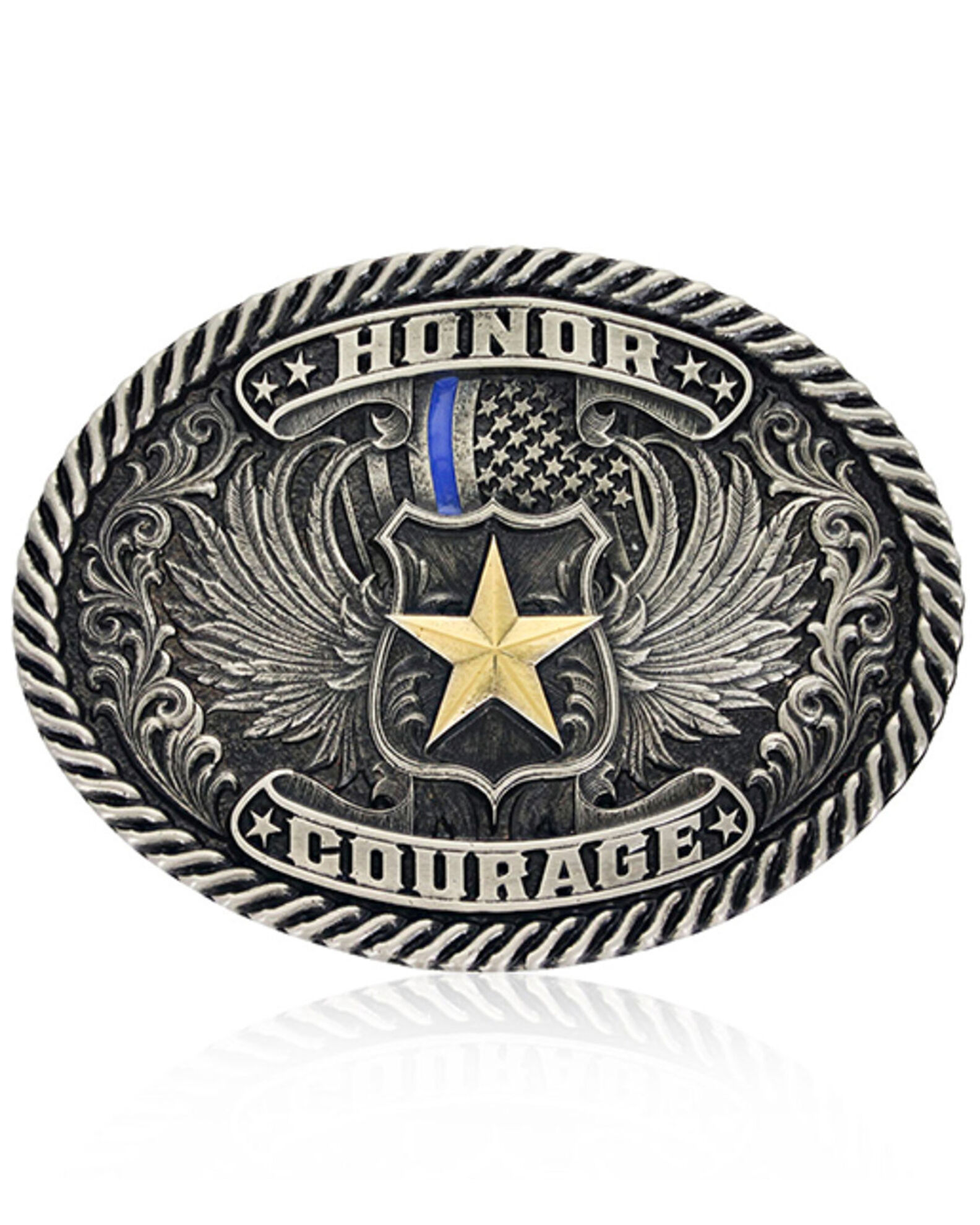 Image #1 - Montana Silversmiths Honor & Courage Attitude Buckle, Silver, hi-res