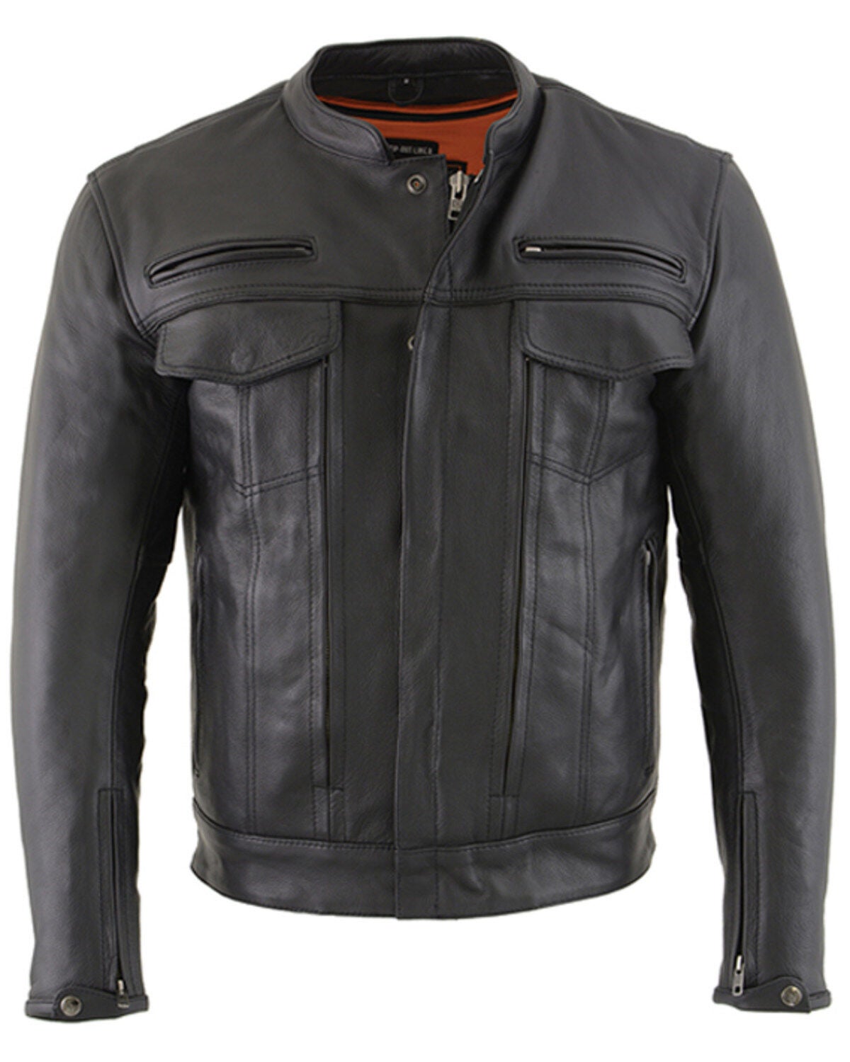 Milwaukee Leather Men's 3X Vented Scooter Zip-Front CoolTec Leather Jacket - Big, Black, hi-res