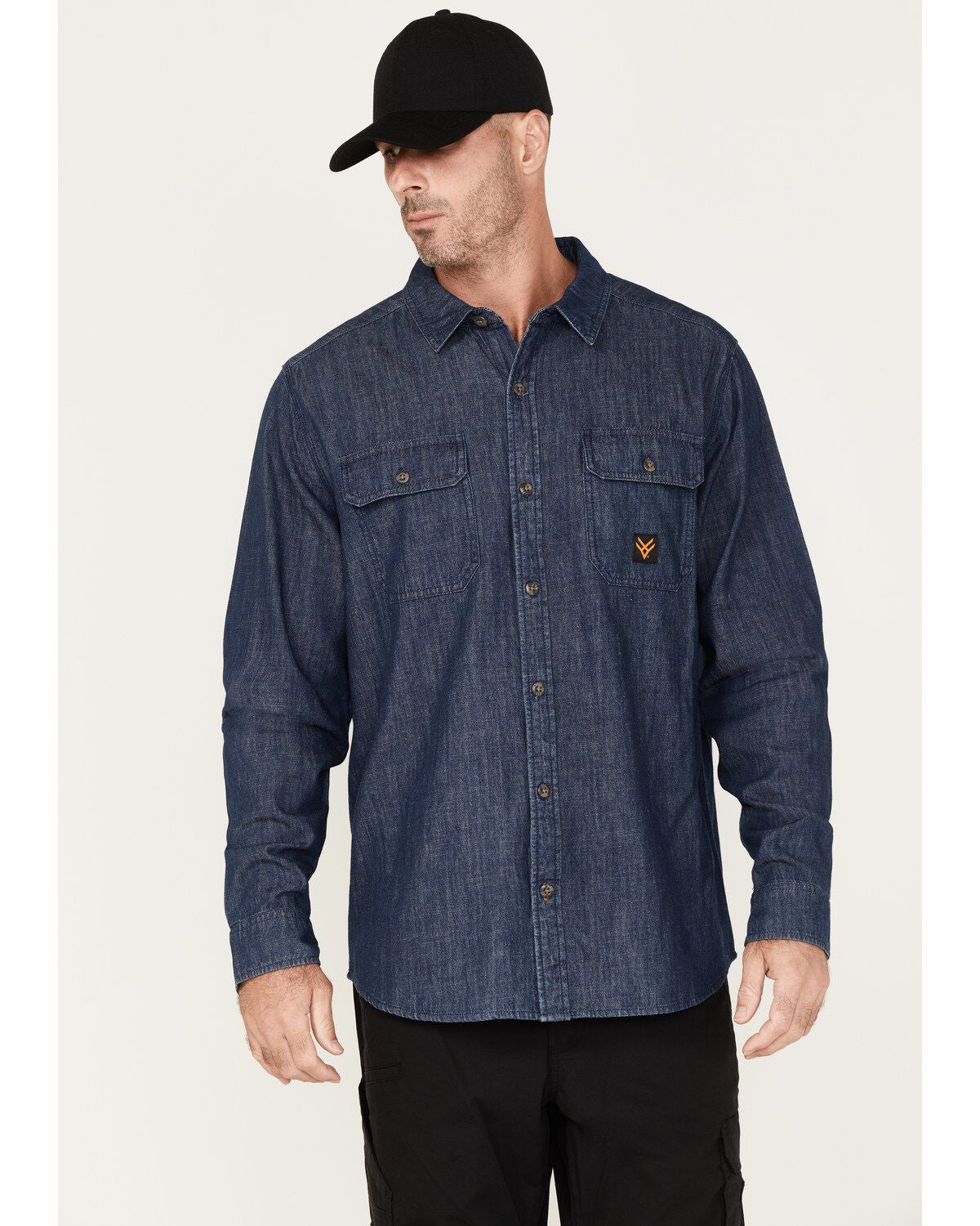 Hawx Men's Denim Work Shirt, Indigo, hi-res