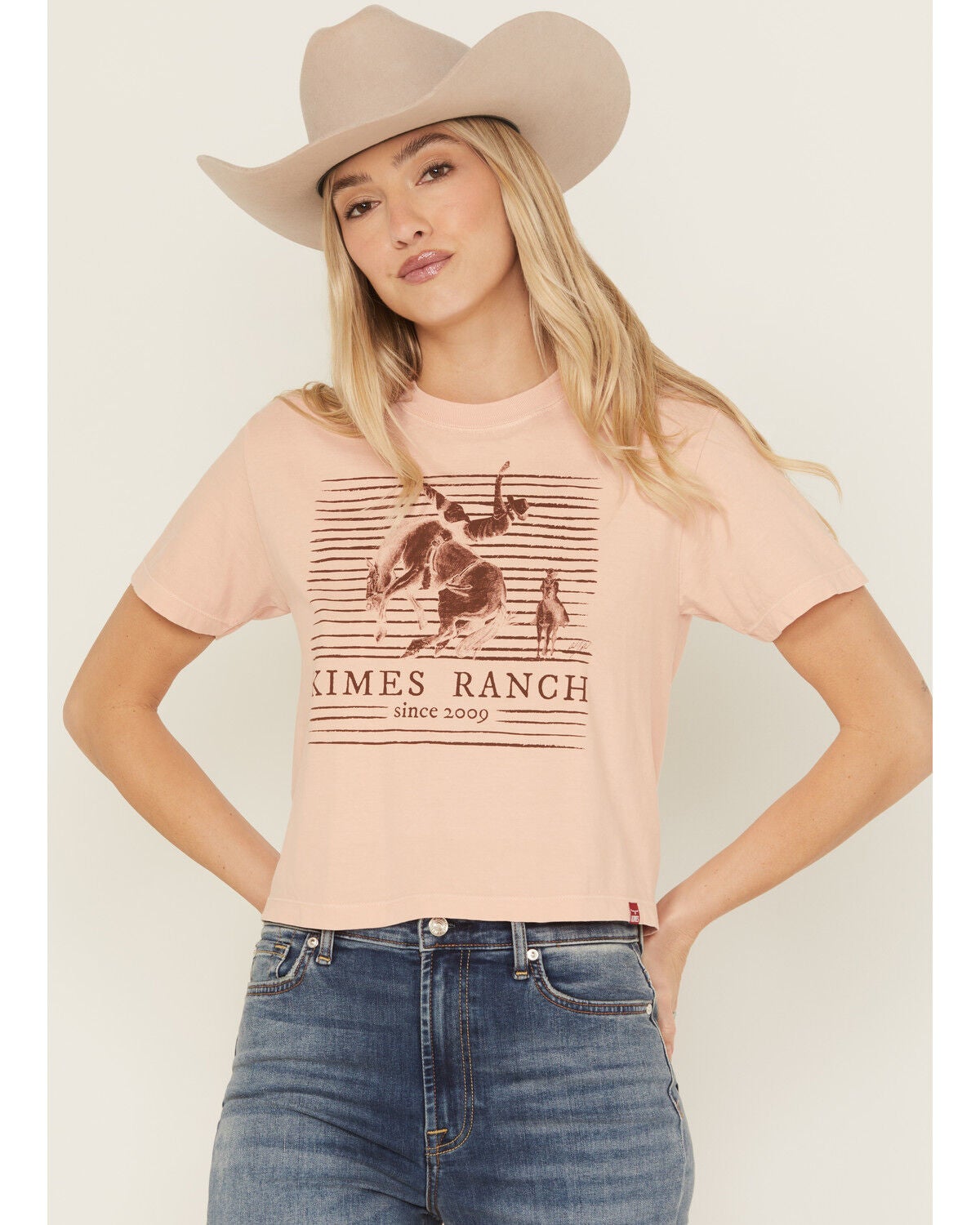 Kimes Ranch Women's Bronco Short Sleeve Graphic Tee, Peach, hi-res