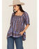 Image #1 - Free People Women's Vintage Lover Floral Print Short Sleeve Blouse, Blue, hi-res