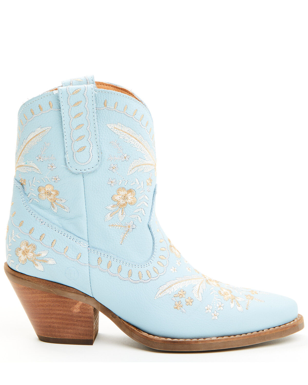 Image #2 - Dingo Women's Primrose Embroidered Leather Western Fashion Booties - Snip Toe, Blue, hi-res
