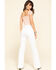 Flying Tomato Women's Tie Front Flare Jeans, White, hi-res