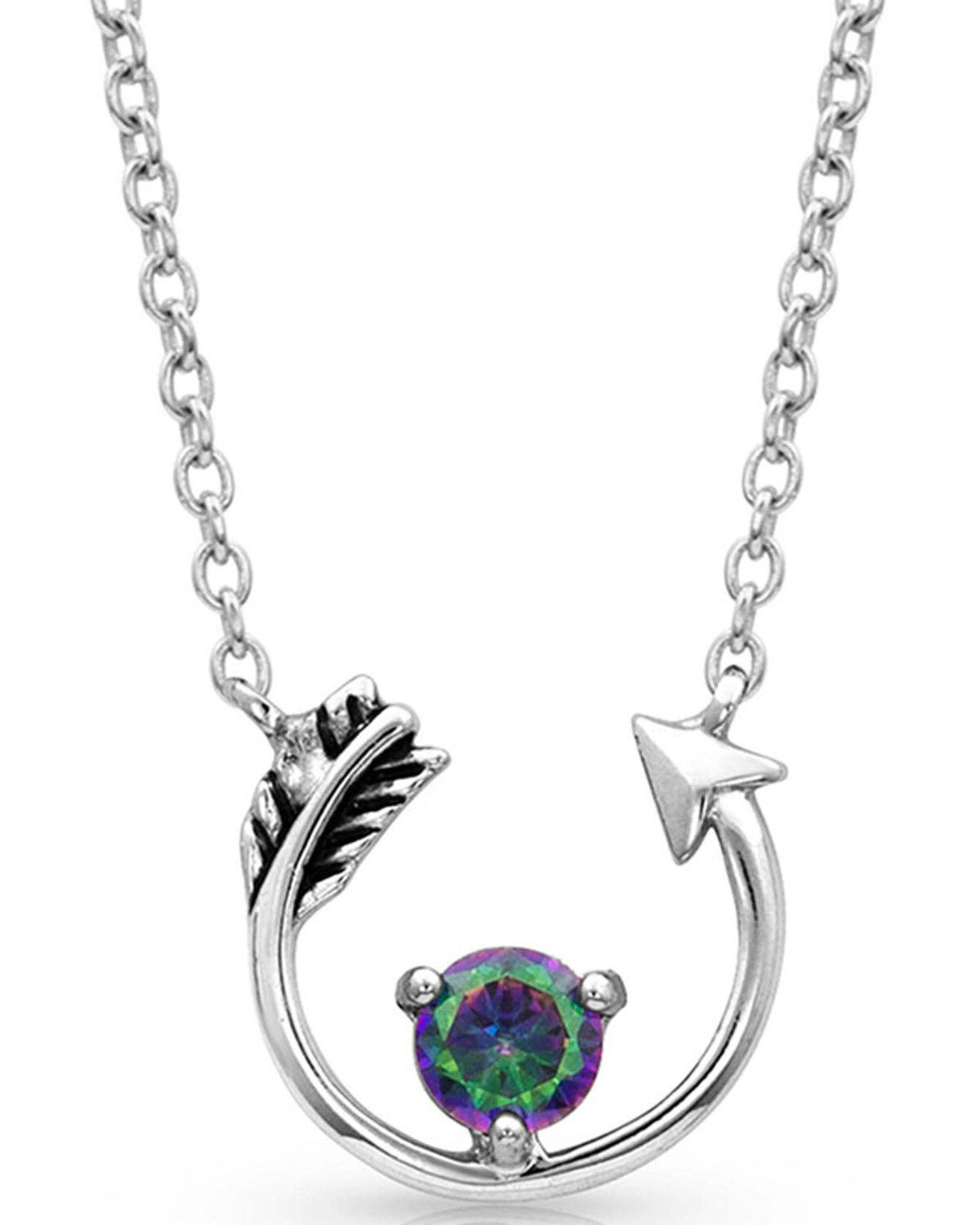 Image #1 - Montana Silversmiths Women's Northern Lights Lucky Arrow Necklace, Silver, hi-res