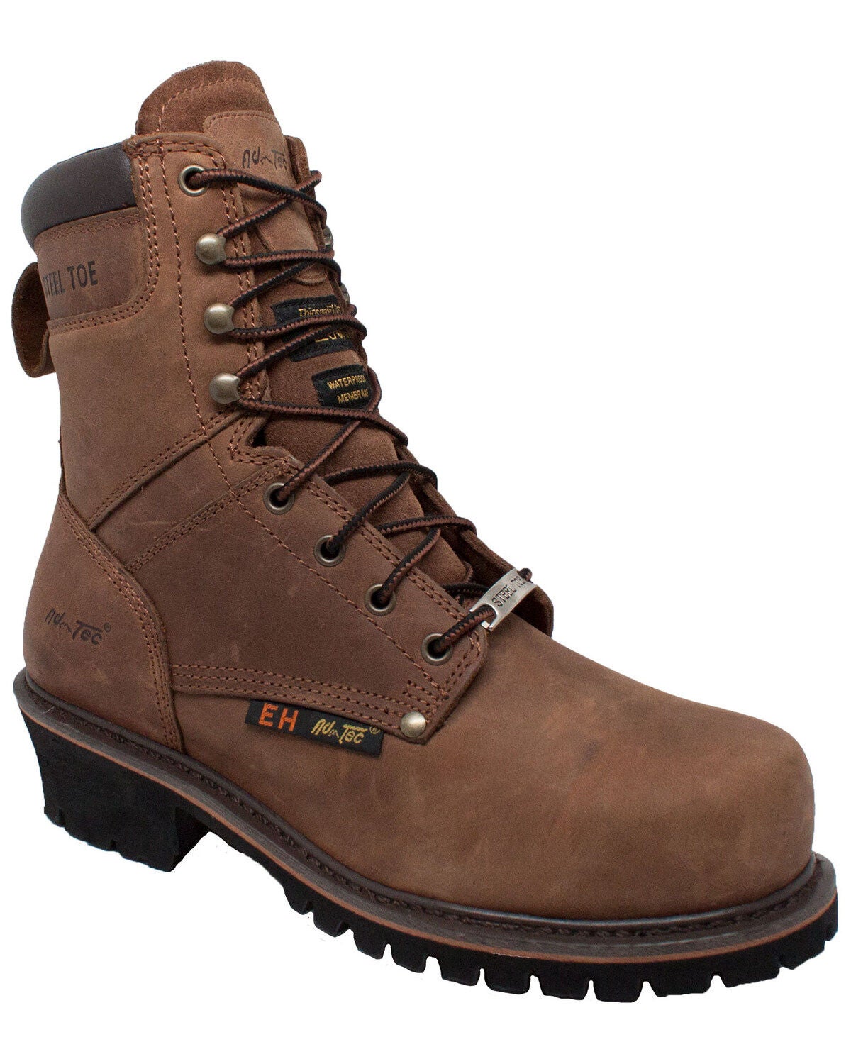 Ad Tec Men's 9" Logger Boots - Steel Toe, Black, hi-res