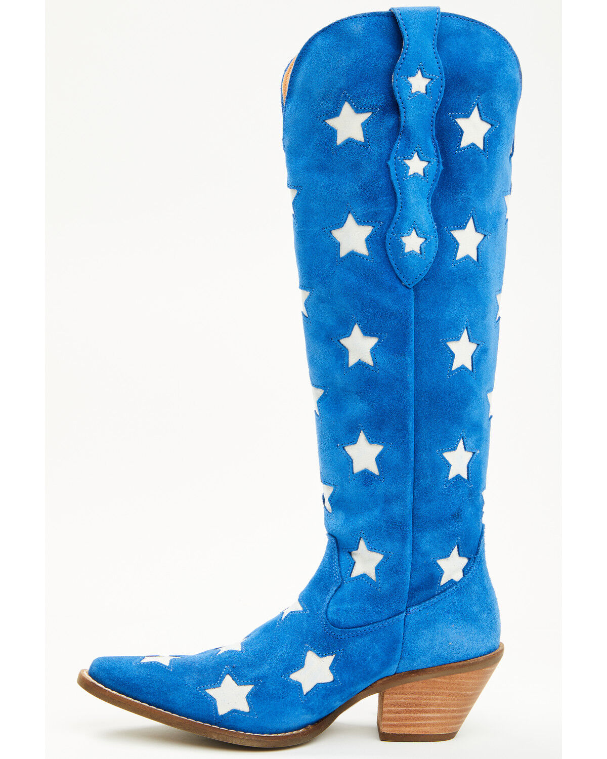Image #3 - Dingo Women's Super Star Tall Suede Western Boots - Snip Toe, Blue, hi-res