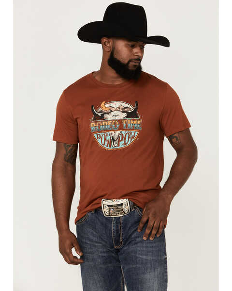 Dale Brisby Men's Rodeo Time Rust Steerhead Skull Graphic T-Shirt , Rust Copper, hi-res