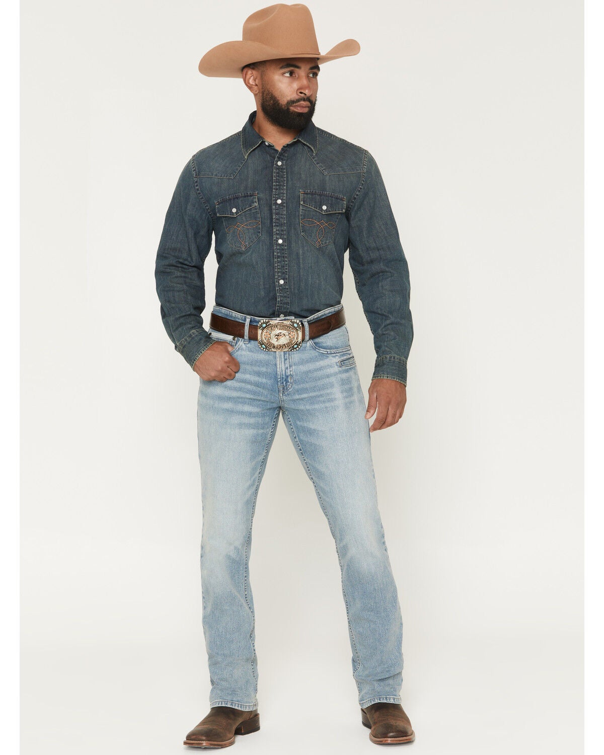 Cody James Men's Bronson Wash Jackson Slim Straight Stretch Concealed Carry Utility Jeans, Light Wash, hi-res