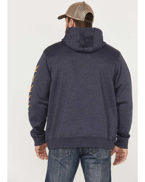 Wrangler Men's Yellowstone Logo Sleeve Hooded Sweatshirt , Navy, hi-res