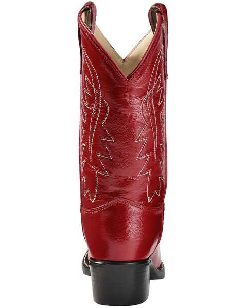 Image #7 - Old West Girls' Red Leather Western Boots - Pointed Toe, , hi-res