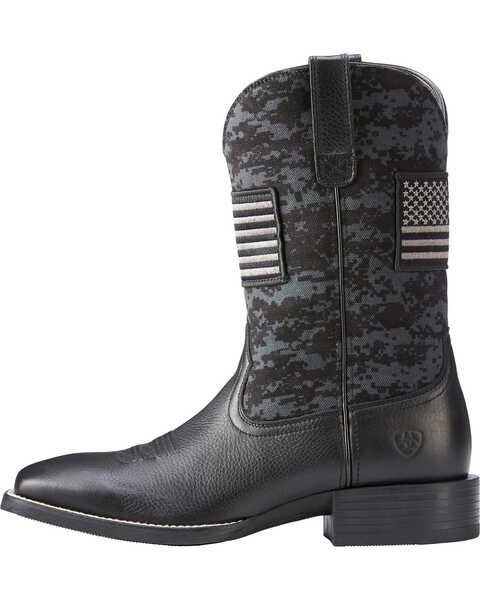 Ariat Men's Black Camo Sport Patriot Western Boots - Square Toe , Black, hi-res
