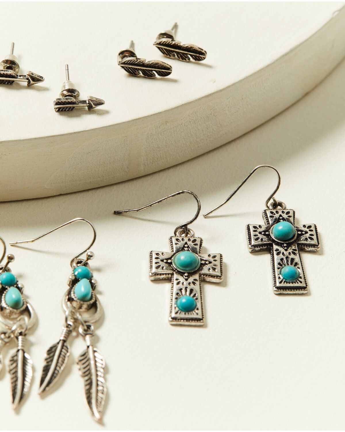 Image #3 - Shyanne Women's Cross Feather Earring 6-Piece Set, Silver, hi-res