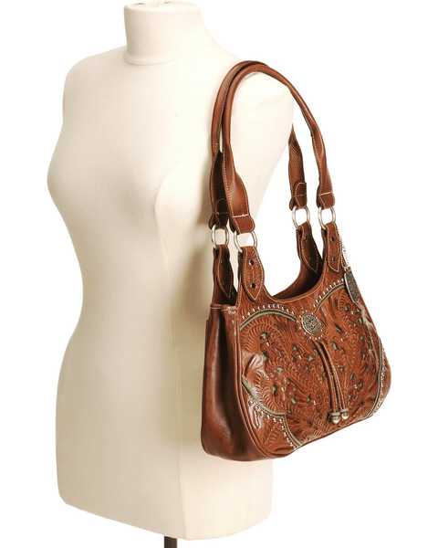 Image #4 - American West Lady Lace Tote Handbag, Tan, hi-res