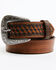 Cody James Boys' Embossed Double Stripe & Basketweave Western Belt, Medium Brown, hi-res