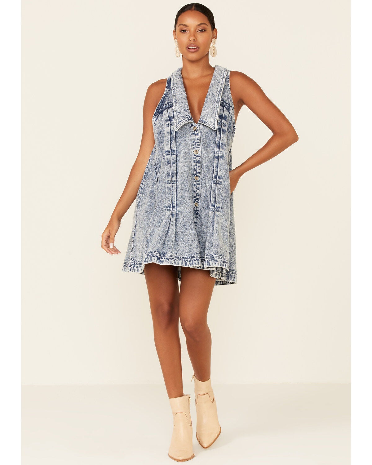 free people katie halterneck denim dress
