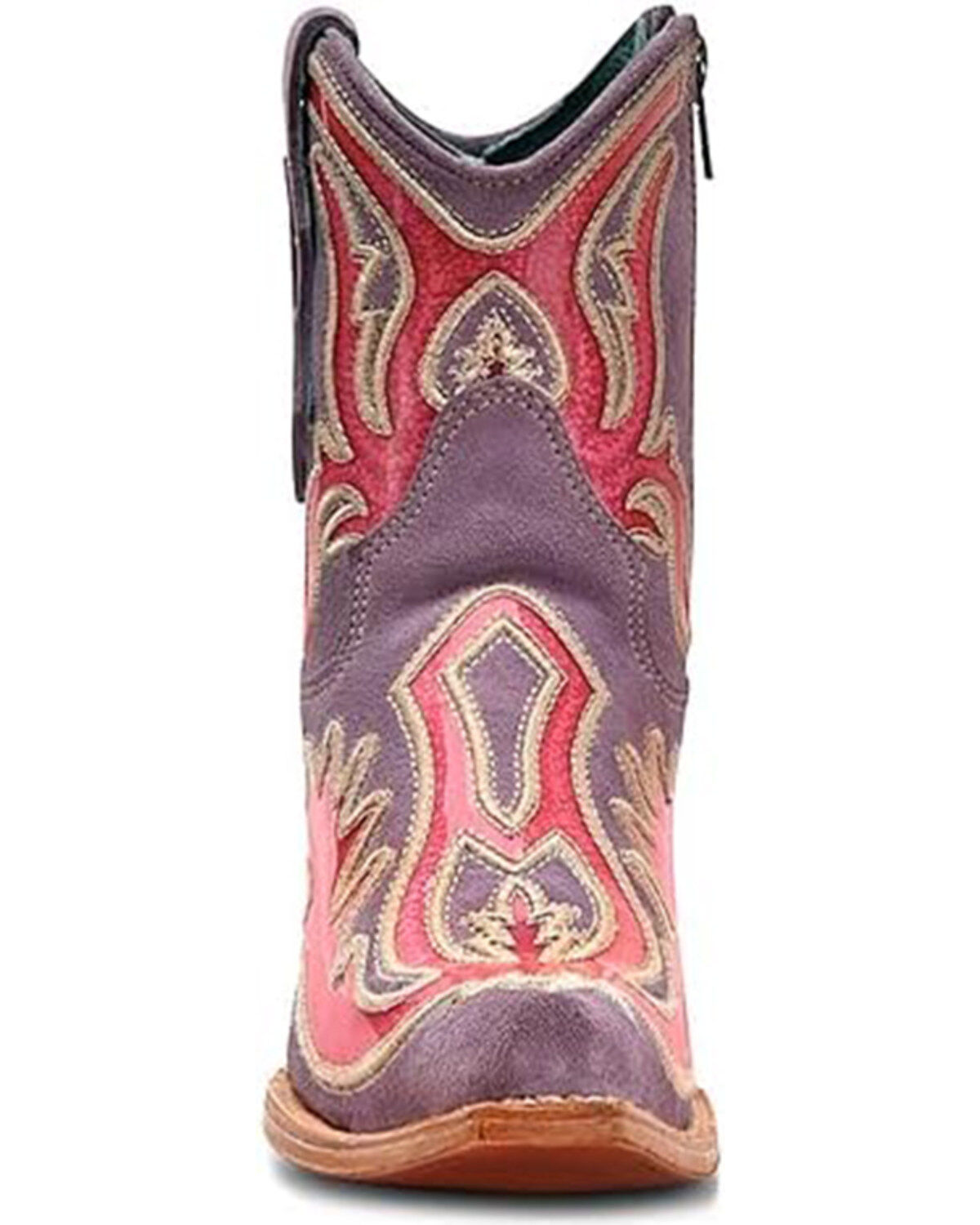 Image #3 - Corral Women's Polymer Overlay and Neon Embroidered Zipper Ankle Boots - Snip Toe, Purple, hi-res