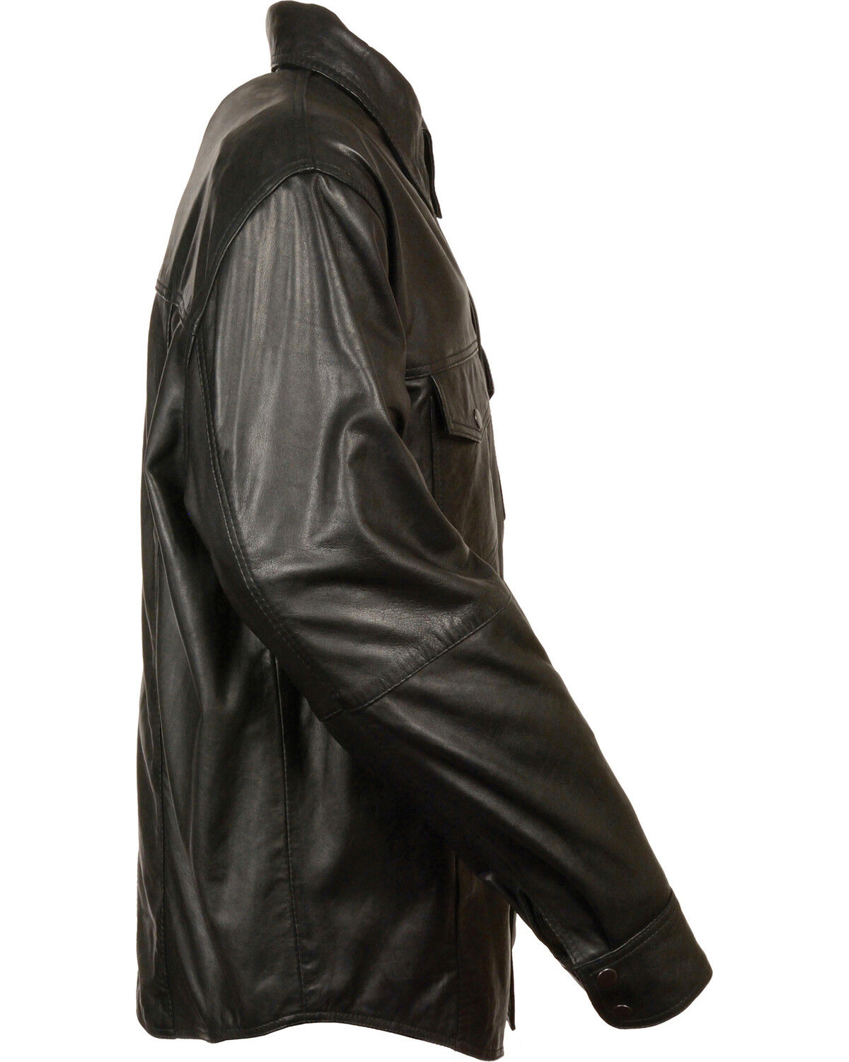 Image #2 - Milwaukee Leather Men's Black Lightweight Leather Shirt, Black, hi-res