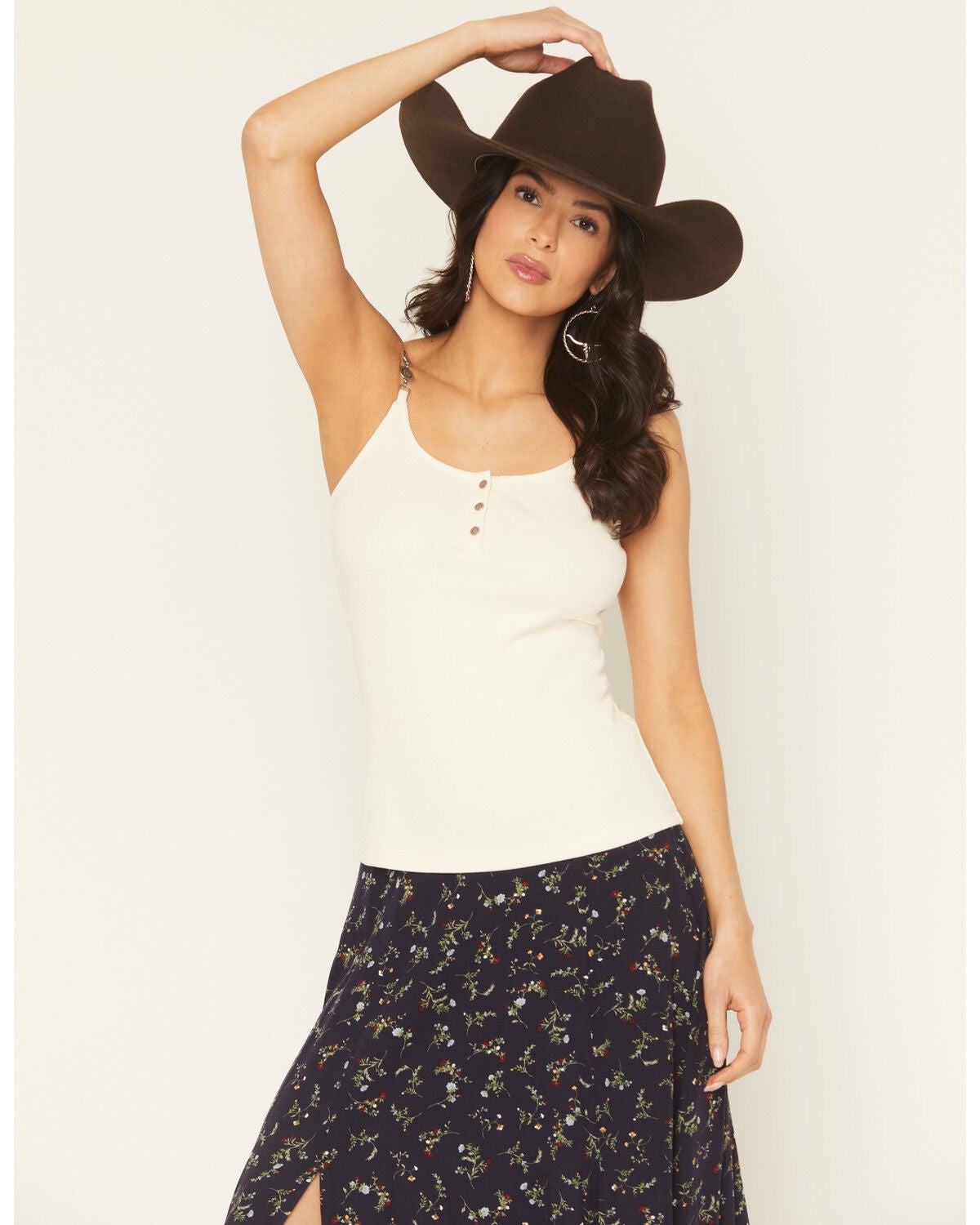 Idyllwind Women's Longdale Concho Sleeveless Tank Top, Cream, hi-res