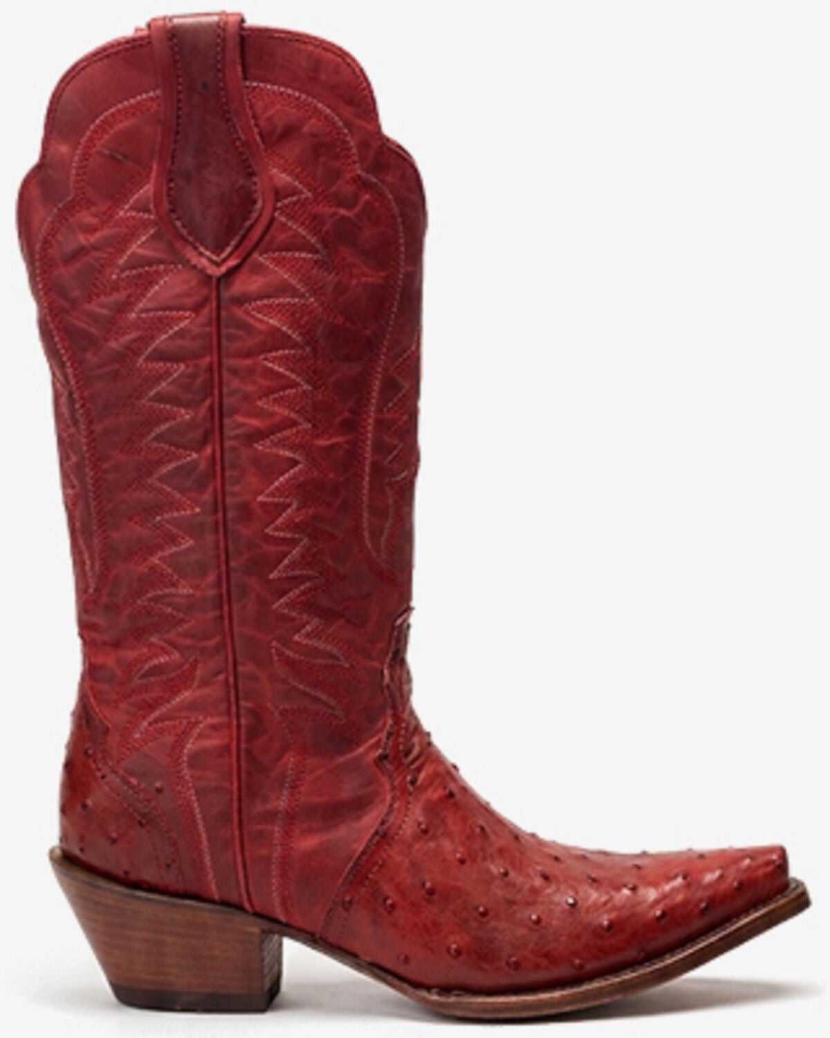 Image #1 - Shyanne Women's Alondra Exotic Ostrich Western Boots - Snip Toe, Red, hi-res