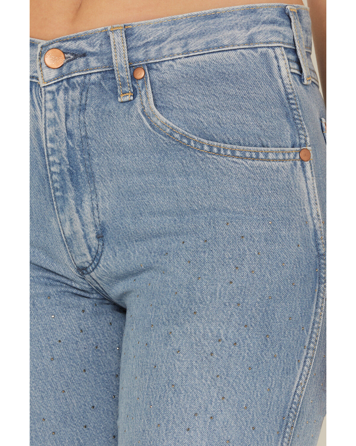 Image #2 - Wrangler Women's Light Wash Make It Shine Embellished Mid Rise Straight Denim Jeans, Light Wash, hi-res