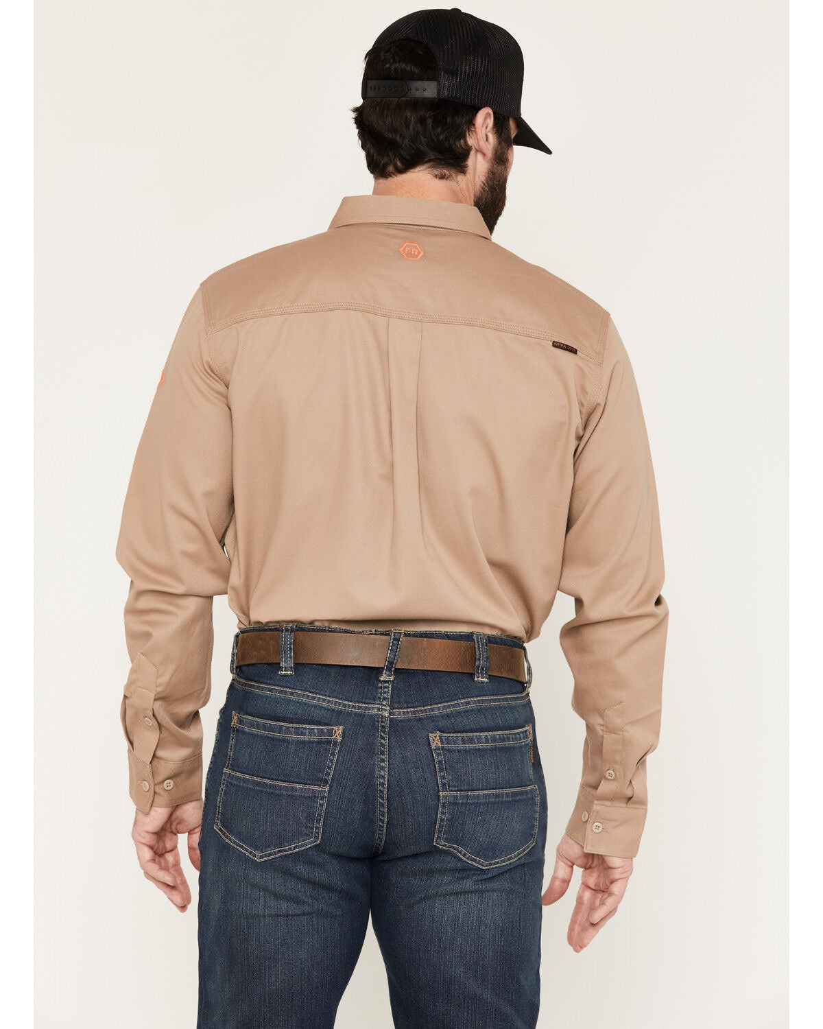 Image #4 - Hawx Men's FR Woven Long Sleeve Button-Down Work Shirt, Khaki, hi-res