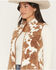 Image #2 - Shyanne Women's Jean Cow Print Sherpa Zip-Up Vest, Coffee, hi-res