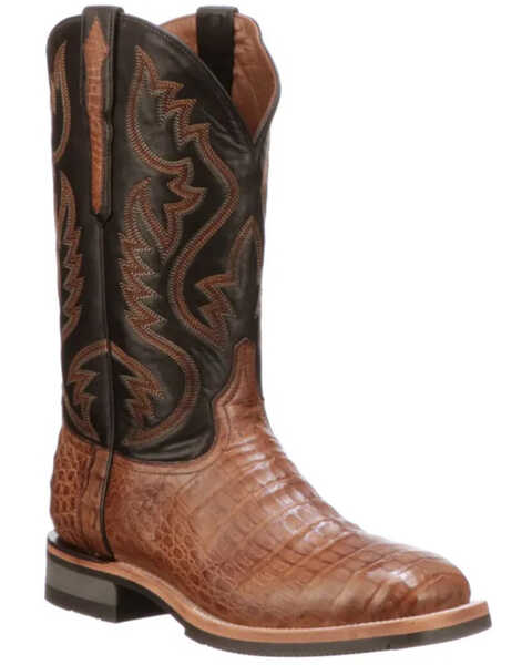 Image #1 - Lucchese Men's Rowdy Western Boots - Square Toe, Tan, hi-res