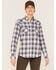 Ariat Women's FR Whitney Plaid Print Long Sleeve Pearl Snap Work Shirt , Lavender, hi-res