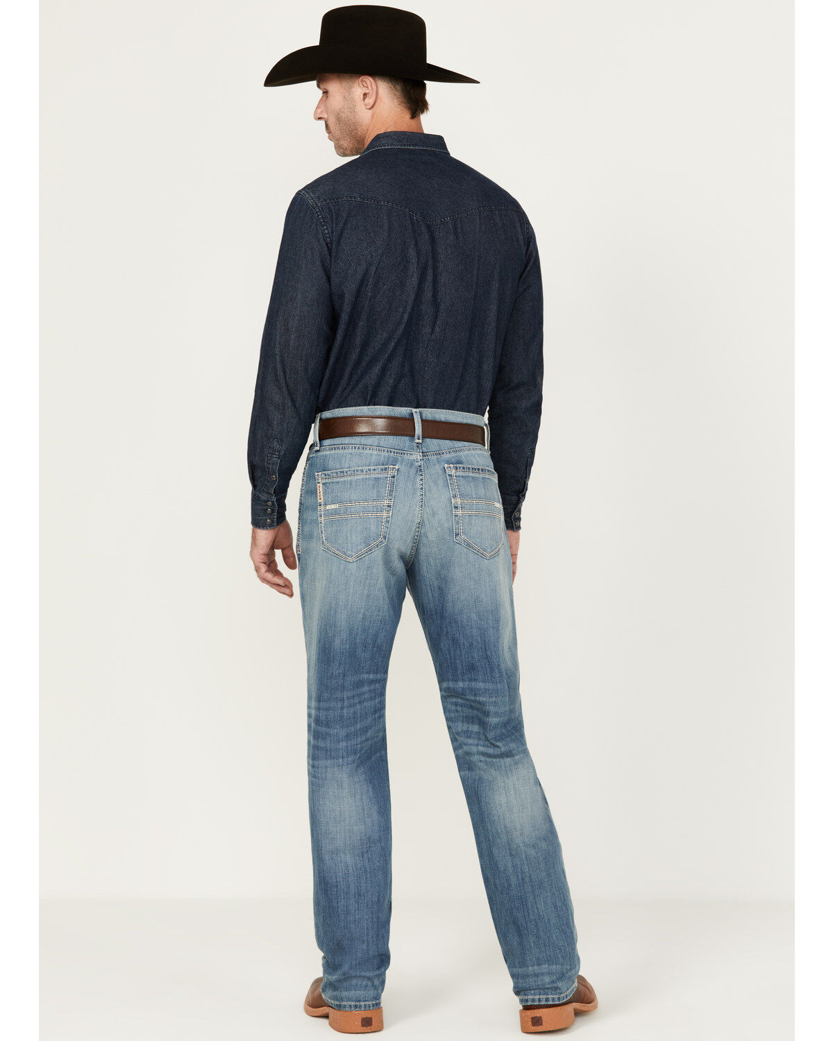 Image #3 - Cinch Men's Sawyer Medium Stonewash Performance Stretch Loose Boot Denim Jeans, Indigo, hi-res