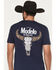 Image #4 - Modelo Men's Cow Skull Short Sleeve Graphic T-Shirt, Navy, hi-res