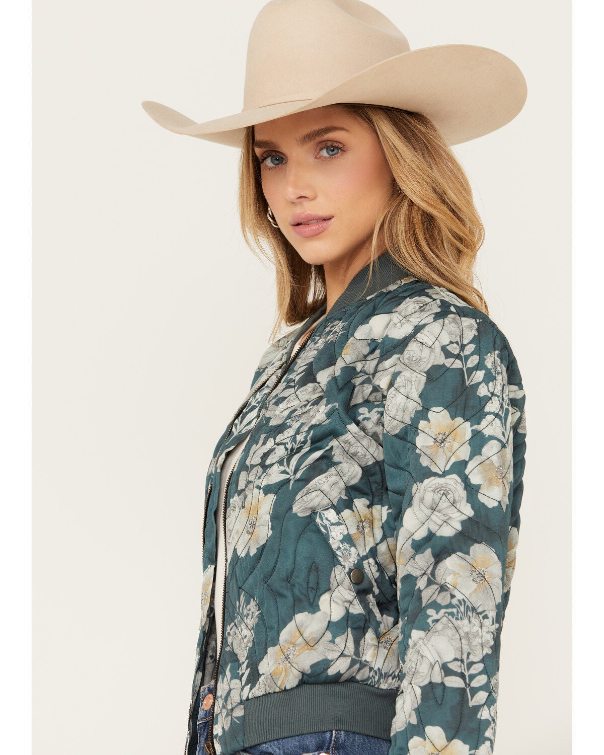 Image #2 - Revel Women's Floral Print Quilted Bomber Jacket, , hi-res