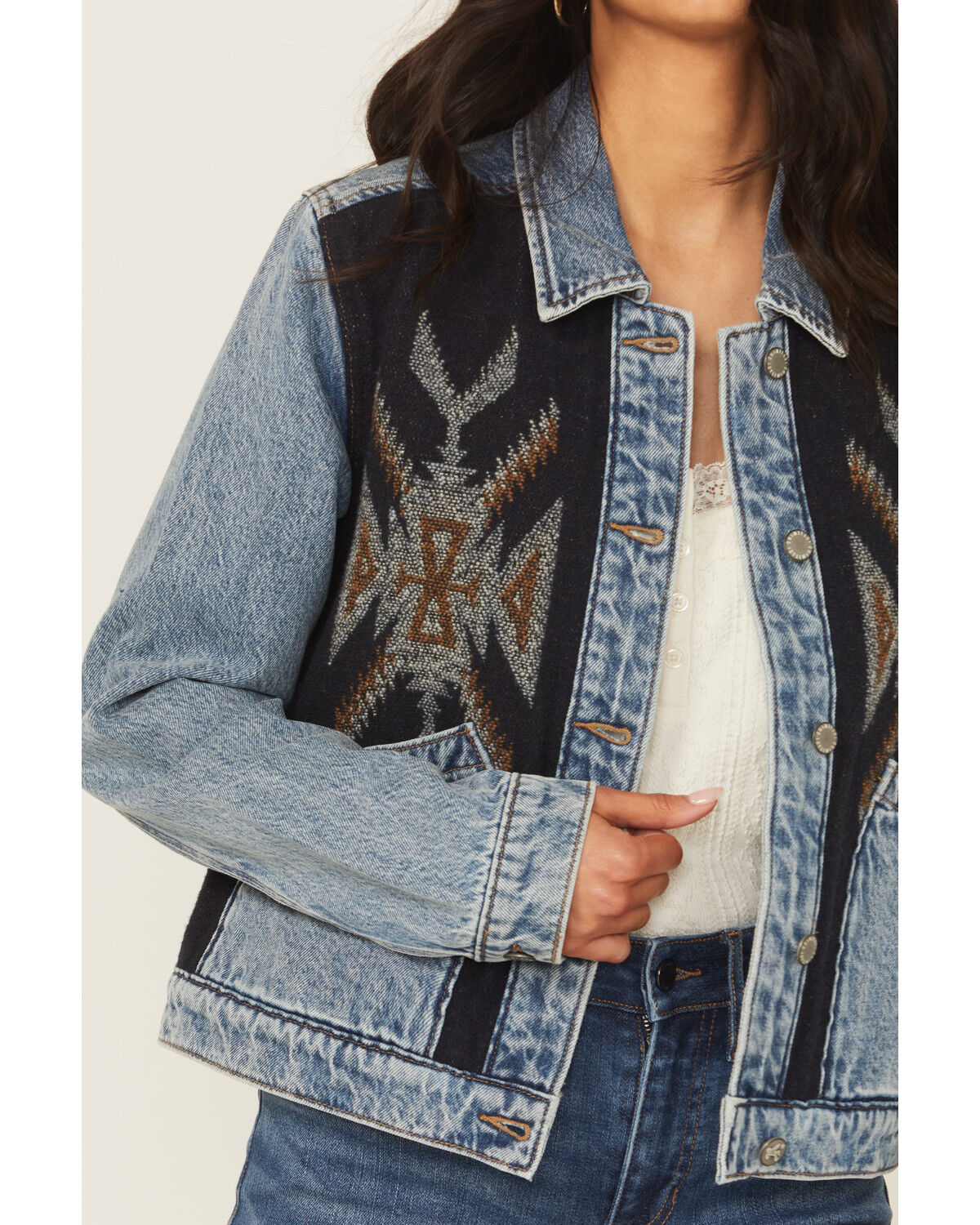 Image #4 - Idyllwind Women's Mallard Denim and Blanket Mix Jacket, Medium Wash, hi-res