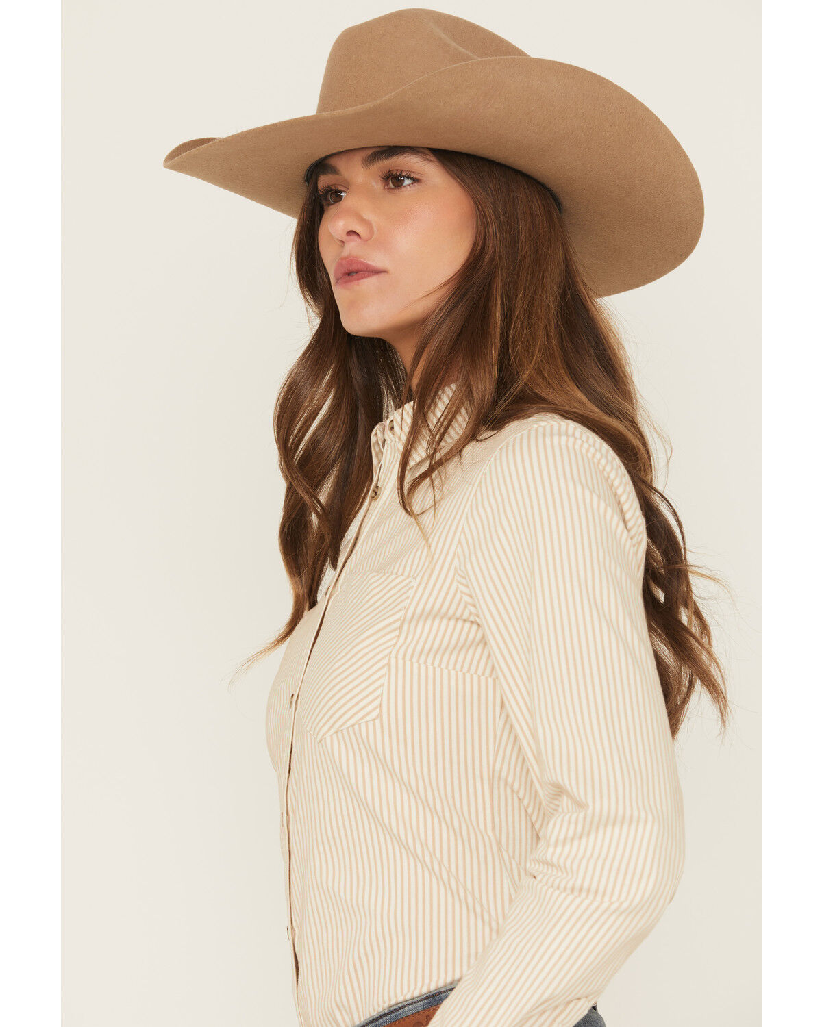 Shyanne Women's Striped Long Sleeve Button-Down Stretch Western Shirt