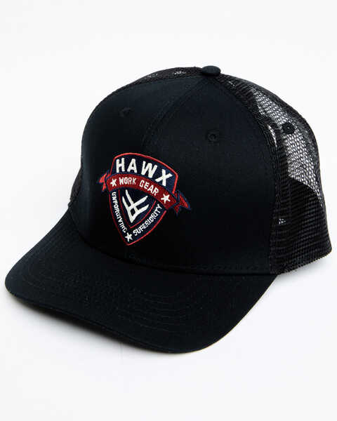 Hawx Men's Ribbon Logo Shield Patch Mesh-Back Ball Cap , Black, hi-res