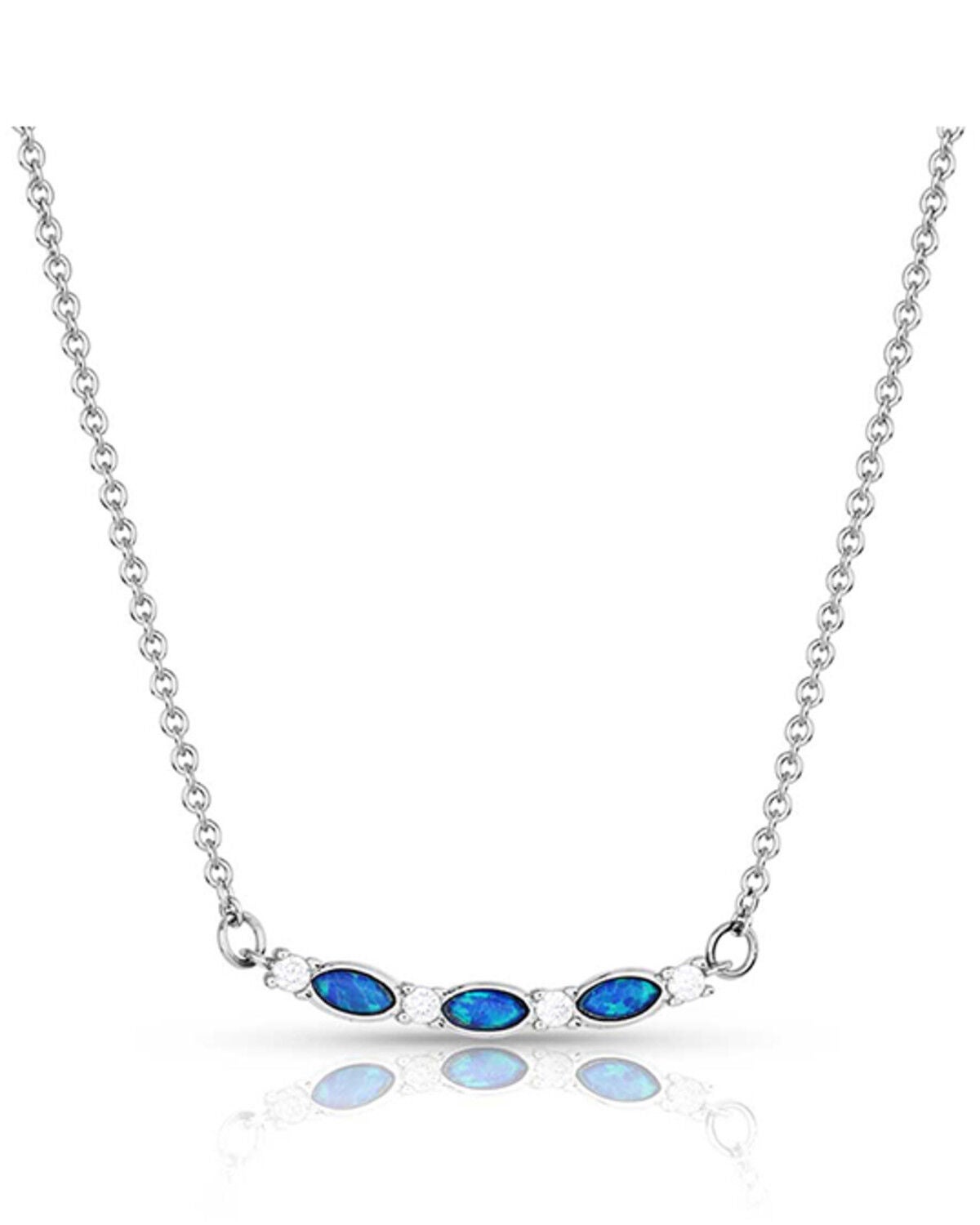 Montana Silversmiths Women's Moonlit Night Crystal Opal Necklace, Silver, hi-res