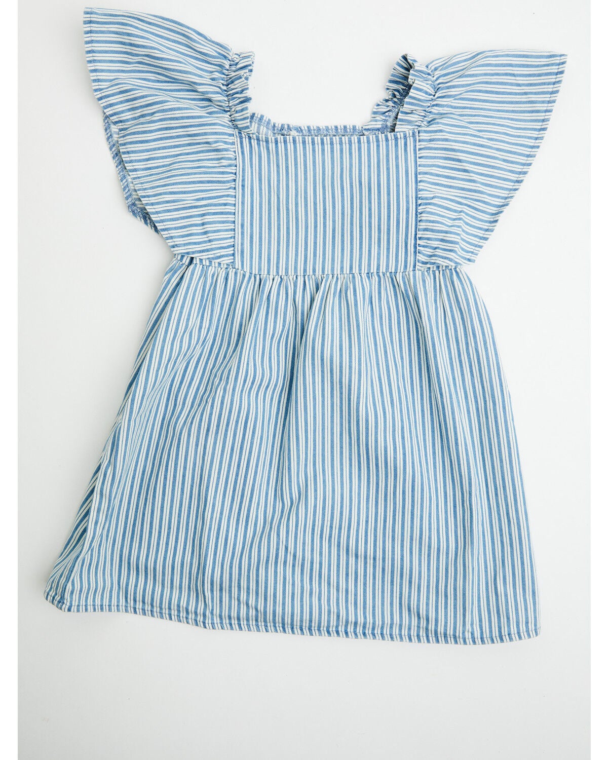 Wrangler Toddler Girls' Striped Short Sleeve Denim Dress, Blue, hi-res