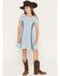 Image #1 - Self Esteem Girls' Short Sleeve Denim Dress, Blue, hi-res