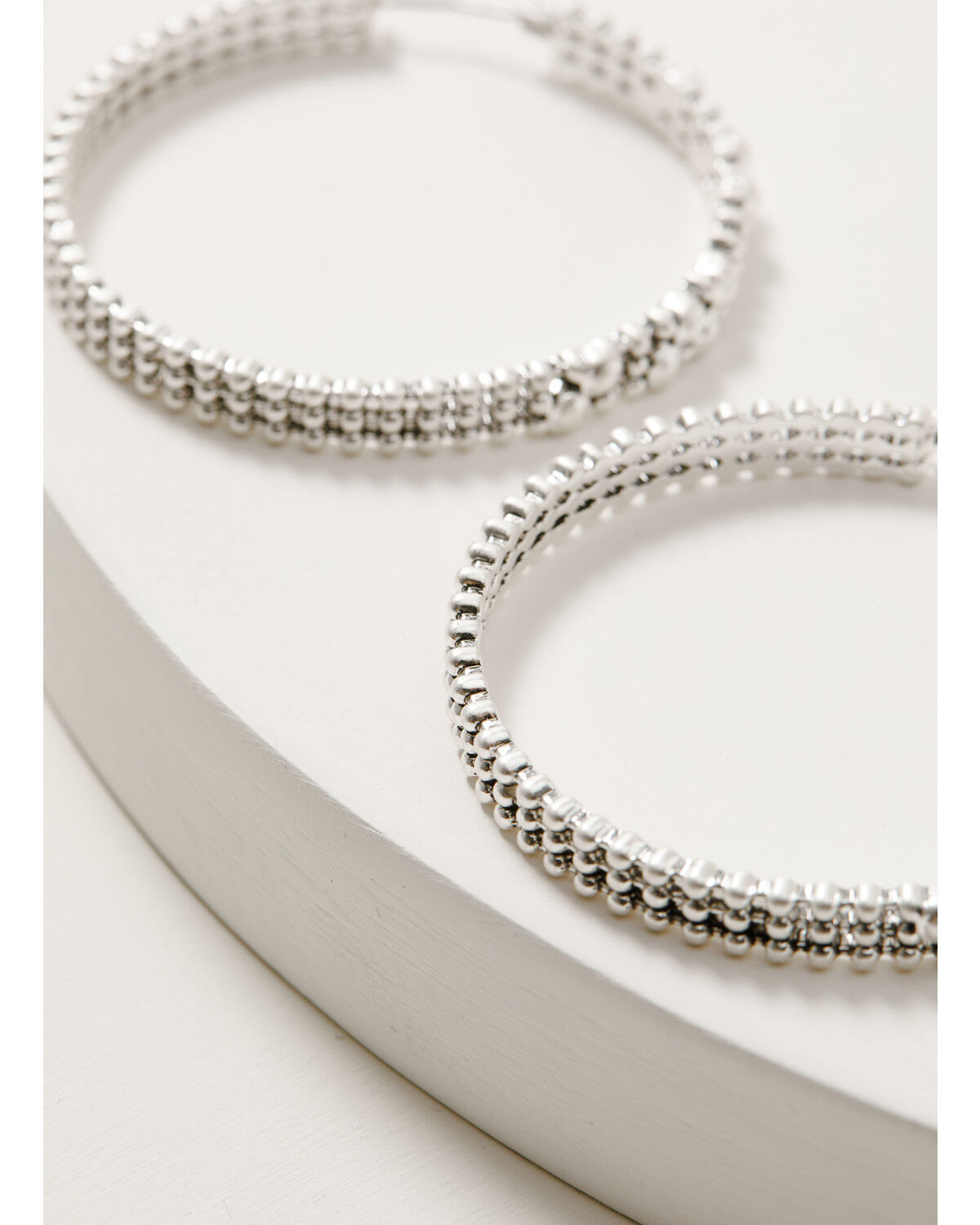 Image #2 - Lainey Wilson Women's Metal Meadows Beaded Hoop Earrings, Silver, hi-res