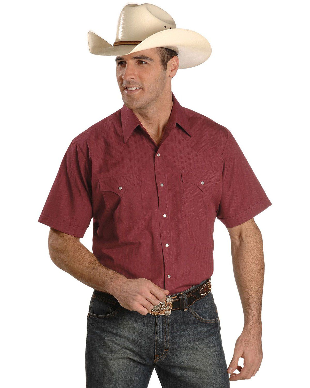 Image #1 - Ely Cattleman Men's Tone On Tone Western Shirt, , hi-res