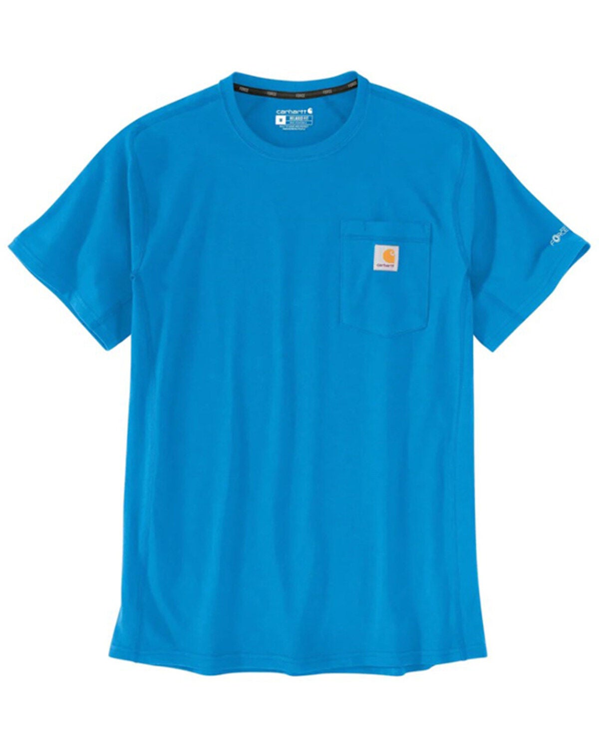 Carhartt Men's Force Relaxed Midweight Logo Pocket Work T-Shirt, Light Blue, hi-res