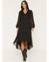 Image #2 - Shyanne Women's Josephine Faux Button-Down Long Sleeve Lurex Midi Dress, Black, hi-res