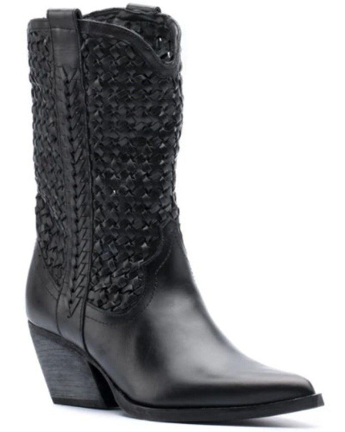 Golo Women's Reverse Woven Shaft Western Fashion Boots - Snip Toe, Black, hi-res