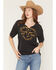 Image #1 - Rock & Roll Denim Women's Cowgirl Steerhead Short Sleeve Graphic Tee, Black, hi-res