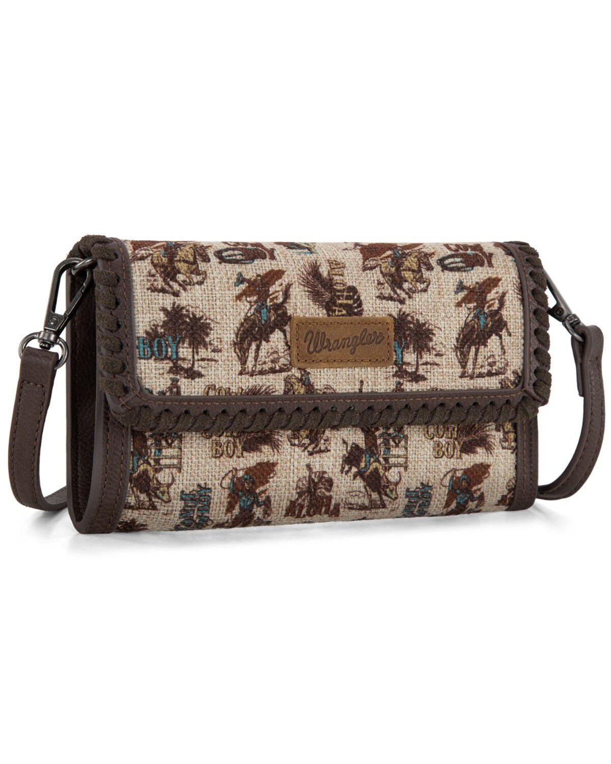 Image #2 - Wrangler Women's Retro Cowboy Print Crossbody Bag, Tan, hi-res