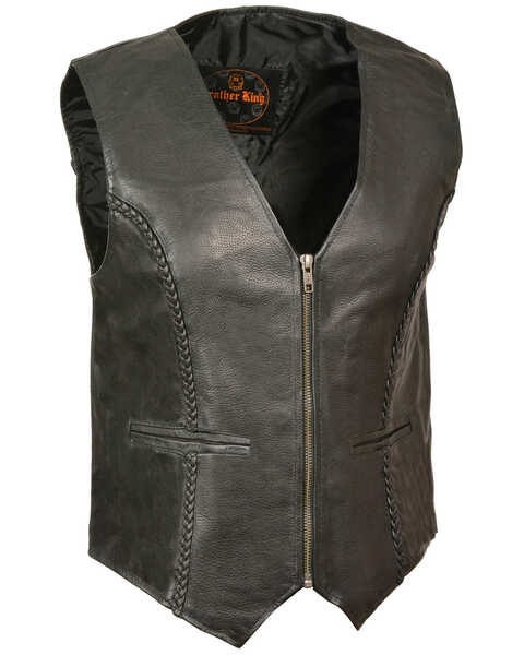 Milwaukee Leather Women's Zipper Front Braided Vest - 3XL, Black, hi-res