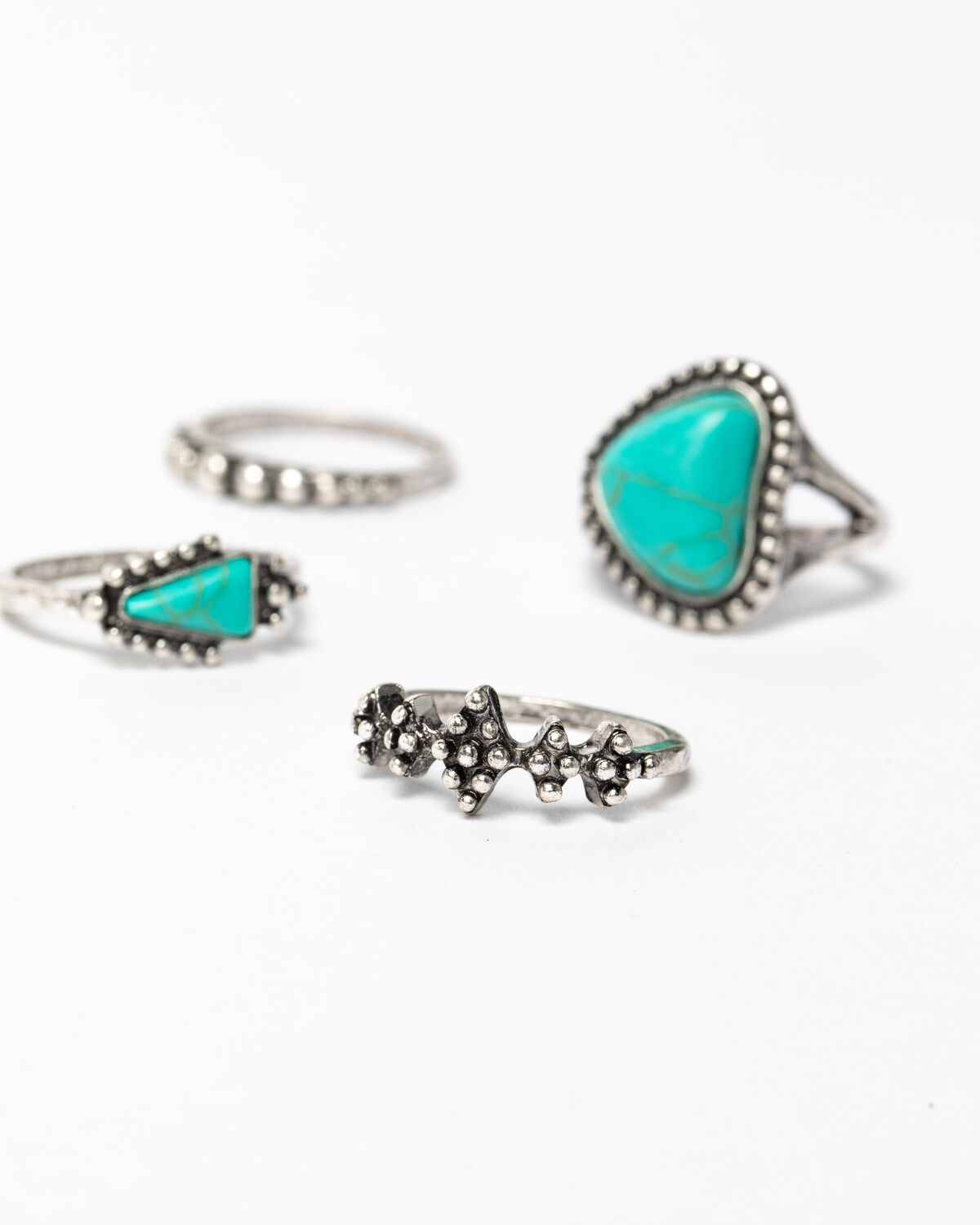Image #5 - Shyanne Women's Blue Falls Multi Textured Turquoise Ring Set, Silver, hi-res